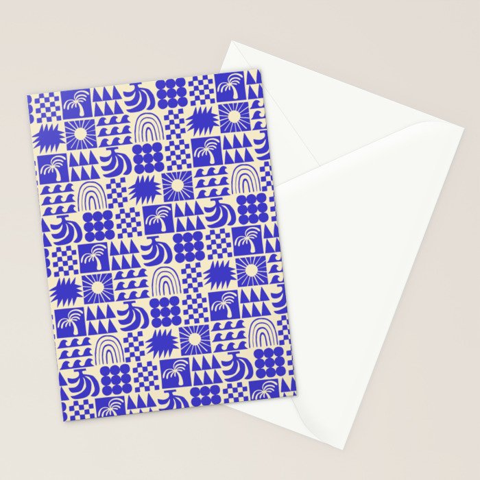Abstract blue tropical mosaic art pattern Stationery Card Gallery Image 2