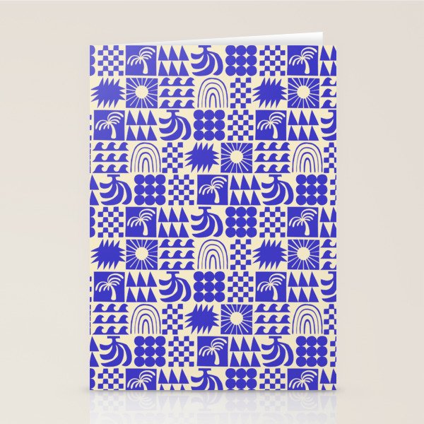 Abstract blue tropical mosaic art pattern Stationery Card Gallery Image 2