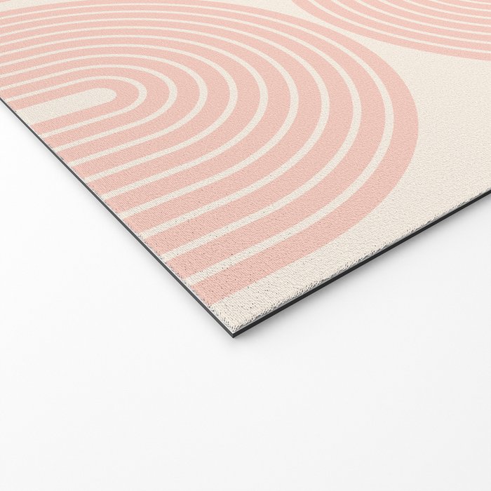 Mid Century Modern Geometric 43 in Coral Orange (Rainbow and Sun Abstraction) Welcome Mat Gallery Image 2