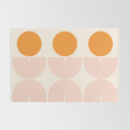 Mid Century Modern Geometric 43 in Coral Orange (Rainbow and Sun Abstraction) Rug Gallery Image 2