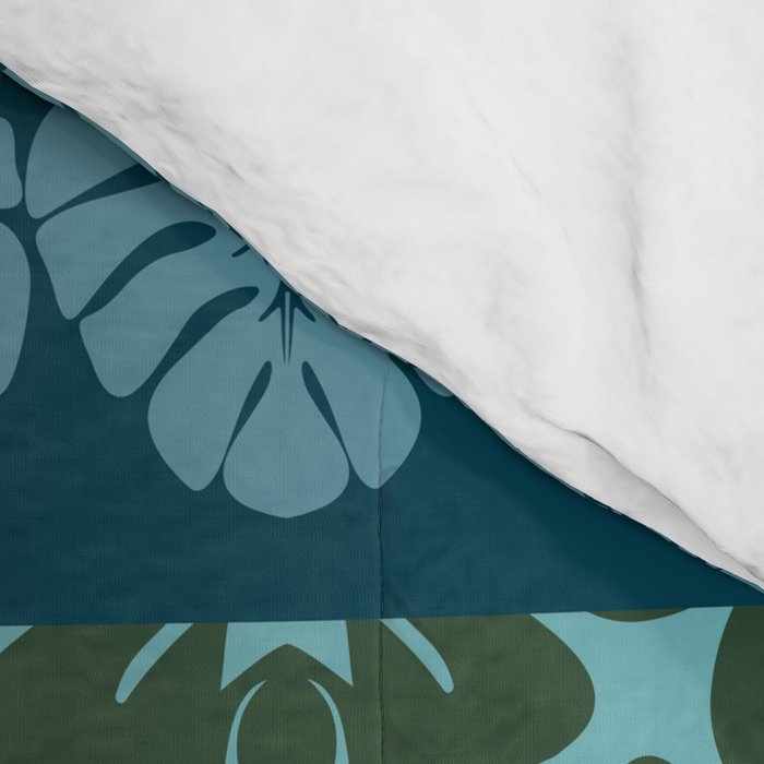 Hawaiian Monstera Quilt pattern Blues Comforter Gallery Image 4