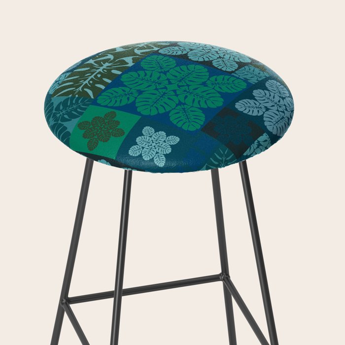Hawaiian Monstera Quilt pattern Blues Stool Gallery Image 2