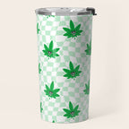 Funny retro weed leaf cartoon sticker pattern Travel Mug Gallery Image 2