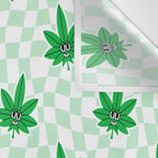 Funny retro weed leaf cartoon sticker pattern Wall Tapestry Gallery Image 3