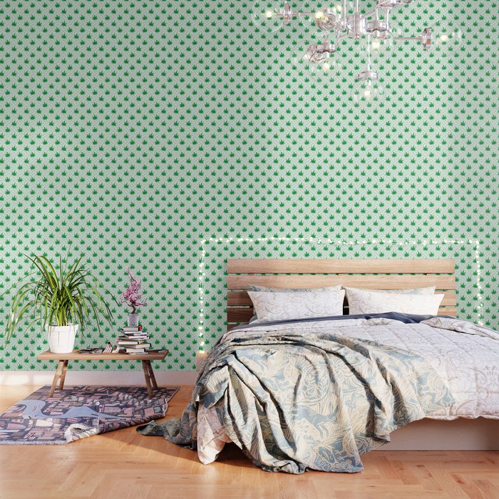 Funny retro weed leaf cartoon sticker pattern Wallpaper Gallery Image 1