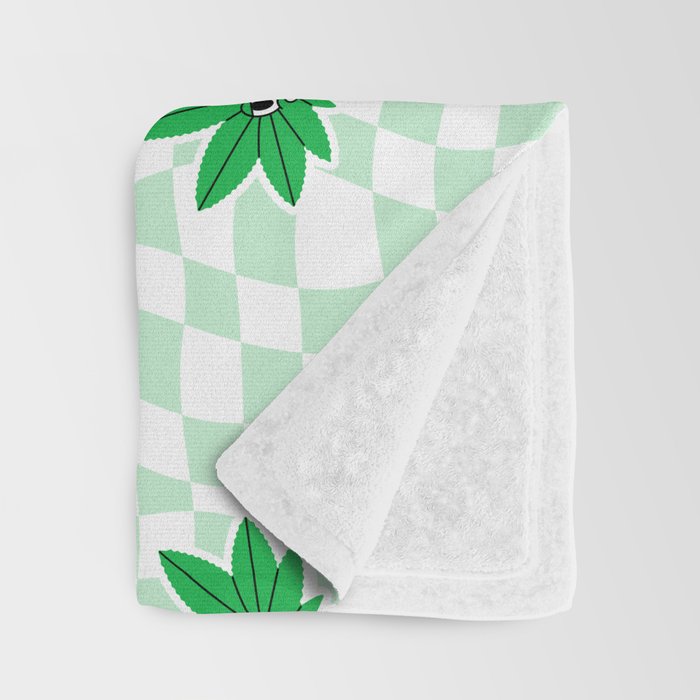 Funny retro weed leaf cartoon sticker pattern Throw Blanket Gallery Image 3