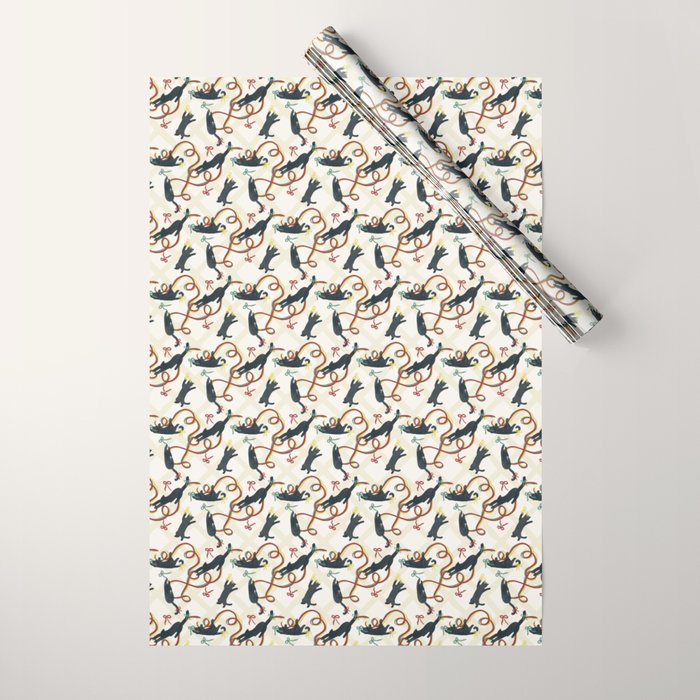 Black Cats and Red Bows Wrapping Paper Gallery Image 1