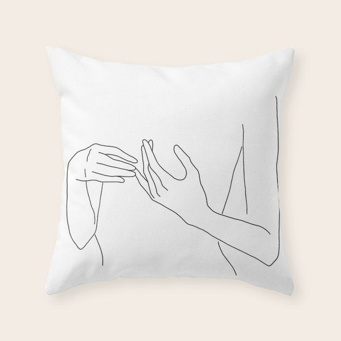 Line Hands 2 Throw Pillow Gallery Image 1