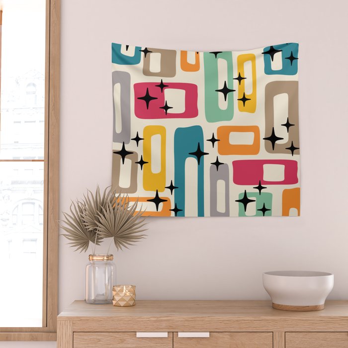Mid Century Modern Abstract Pattern 242 Mid Mod Googie Wall Tapestry Gallery Image 2