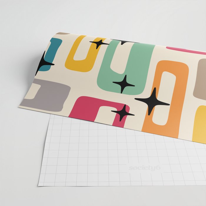 Mid Century Modern Abstract Pattern 242 Mid Mod Googie Wrapping Paper Gallery Image 2