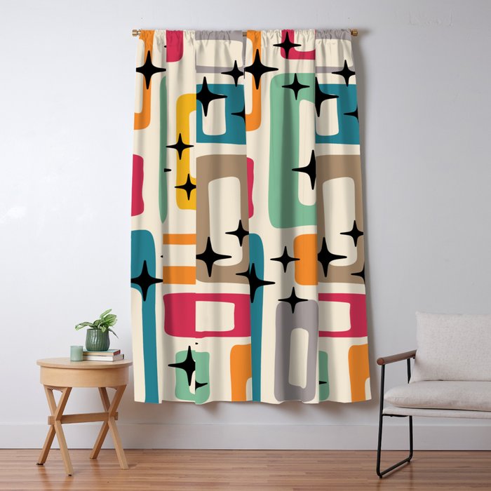Mid Century Modern Abstract Pattern 242 Mid Mod Googie Window Curtain Gallery Image 1