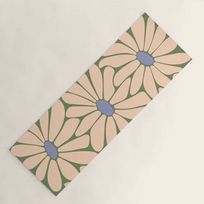 Big Daisy - Groovy Flower Green, Off-white and Blue Yoga Mat Gallery Image 1