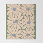Big Daisy - Groovy Flower Green, Off-white and Blue Throw Blanket Gallery Image 2