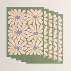 Big Daisy - Groovy Flower Green, Off-white and Blue Wrapping Paper Gallery Image 3