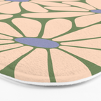 Big Daisy - Groovy Flower Green, Off-white and Blue Bath Mat Gallery Image 3