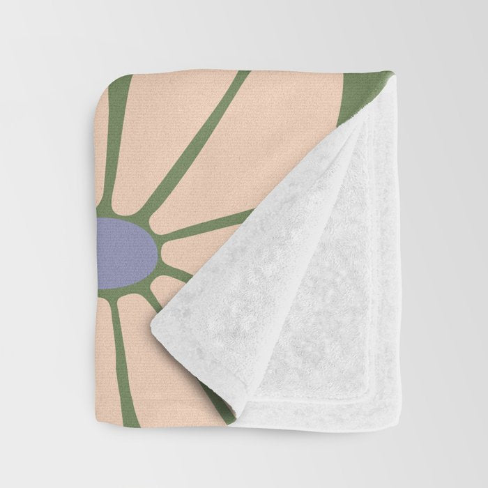 Big Daisy - Groovy Flower Green, Off-white and Blue Throw Blanket Gallery Image 3