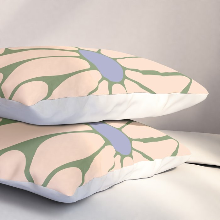Big Daisy - Groovy Flower Green, Off-white and Blue Pillow Sham Gallery Image 3