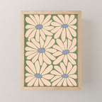 Big Daisy - Groovy Flower Green, Off-white and Blue Mini Art Print Gallery Image 1