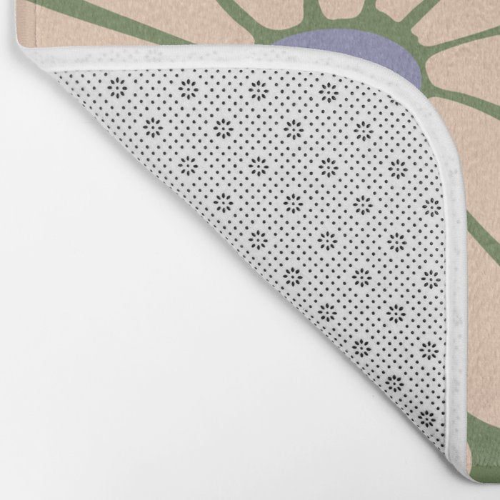 Big Daisy - Groovy Flower Green, Off-white and Blue Bath Mat Gallery Image 2