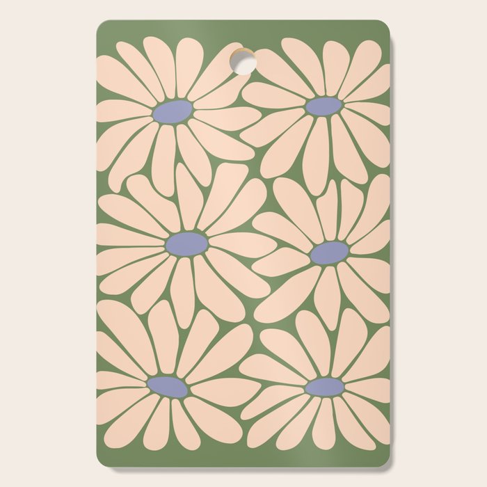 Big Daisy - Groovy Flower Green, Off-white and Blue Cutting Board Gallery Image 1