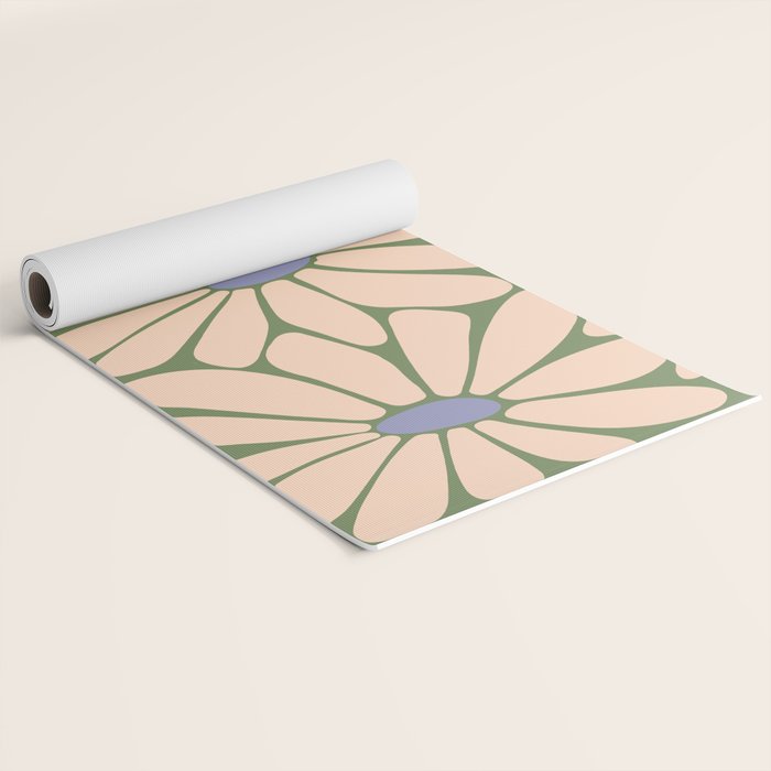 Big Daisy - Groovy Flower Green, Off-white and Blue Yoga Mat Gallery Image 2