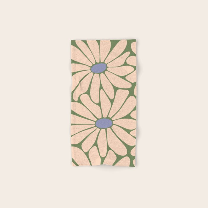 Big Daisy - Groovy Flower Green, Off-white and Blue Bath Towel Gallery Image 1