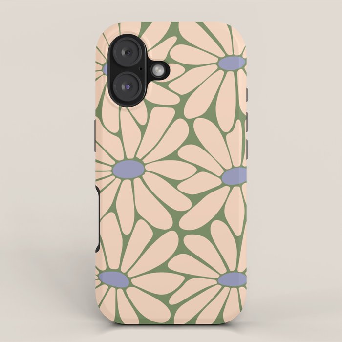 Big Daisy - Groovy Flower Green, Off-white and Blue iPhone Case Gallery Image 1