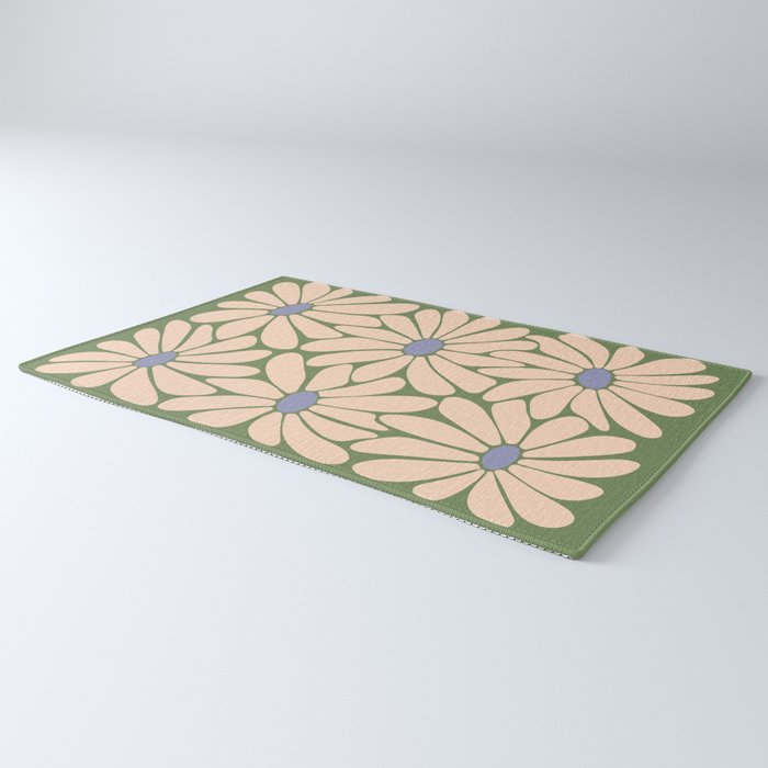Big Daisy - Groovy Flower Green, Off-white and Blue Rug Gallery Image 3