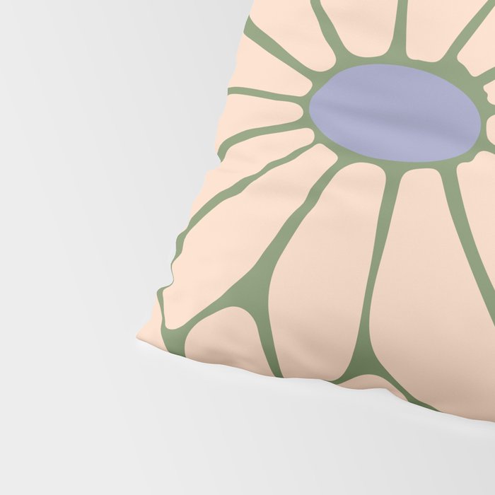 Big Daisy - Groovy Flower Green, Off-white and Blue Pillow Sham Gallery Image 4