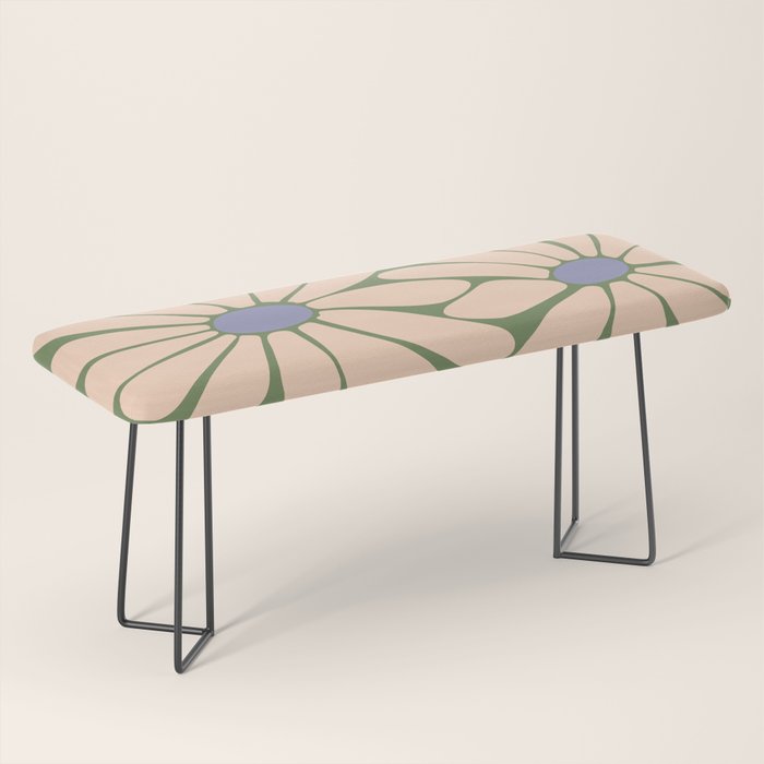 Big Daisy - Groovy Flower Green, Off-white and Blue Bench Gallery Image 1
