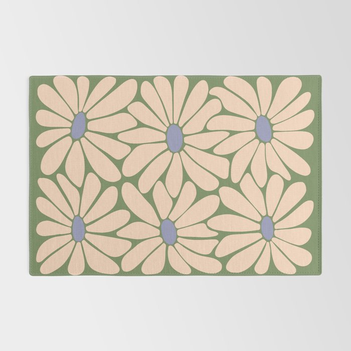 Big Daisy - Groovy Flower Green, Off-white and Blue Rug Gallery Image 2