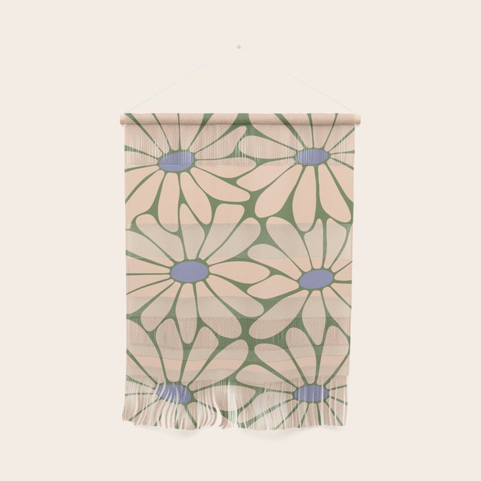 Big Daisy - Groovy Flower Green, Off-white and Blue Wall Hanging Gallery Image 1