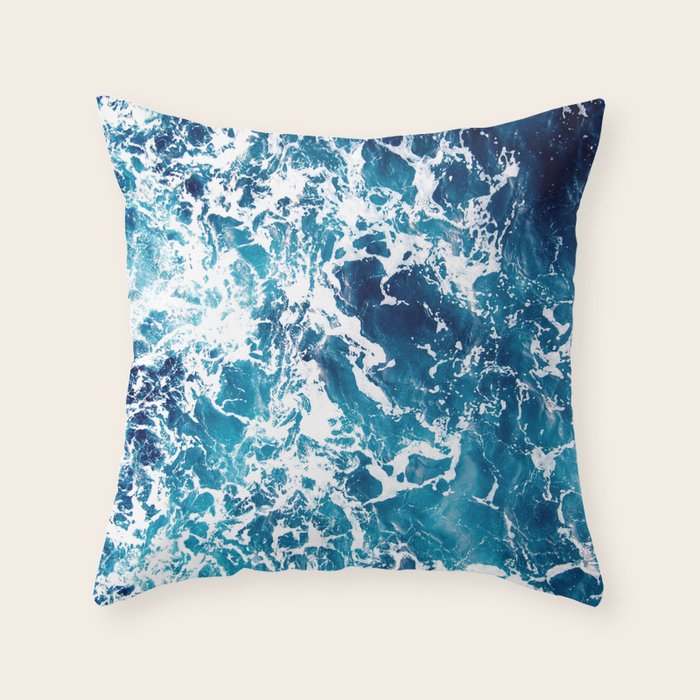 Wild Ocean Waves, Ocean Water Throw Pillow Gallery Image 6