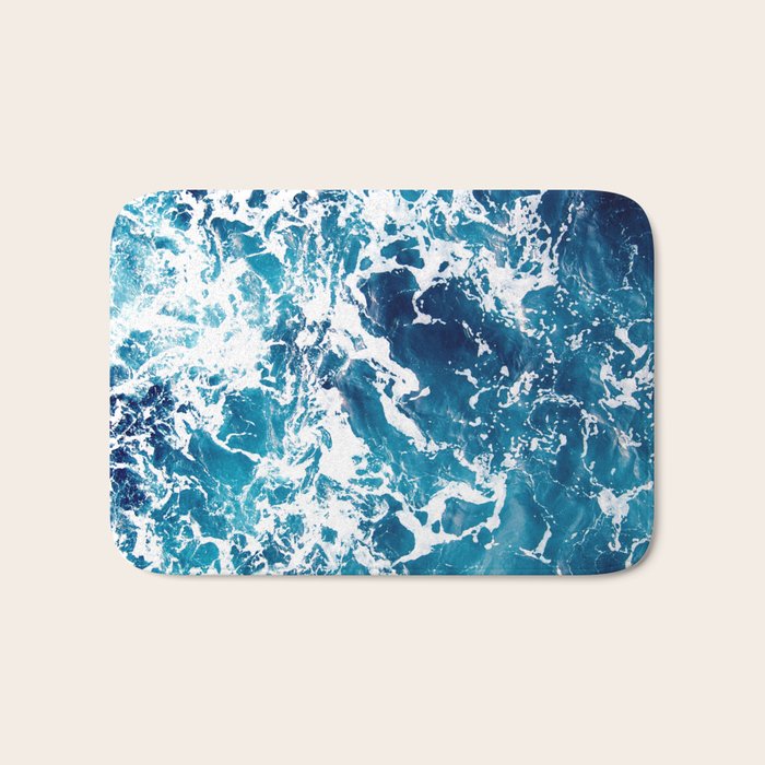 Wild Ocean Waves, Ocean Water Bath Mat Gallery Image 1