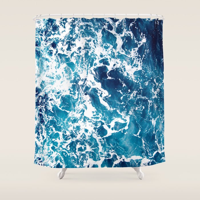 Wild Ocean Waves, Ocean Water Shower Curtain Gallery Image 1