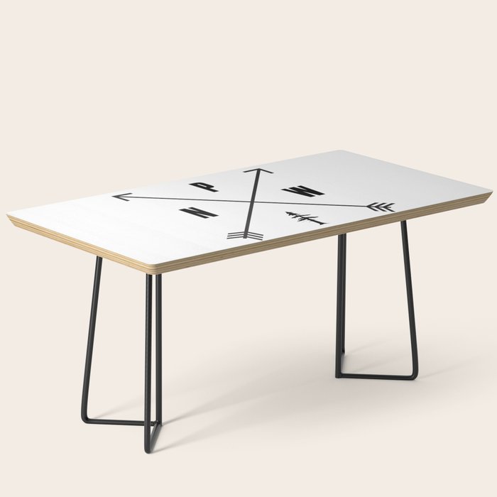 PNW Pacific Northwest Compass - Black on White Minimal Coffee Table Gallery Image 1