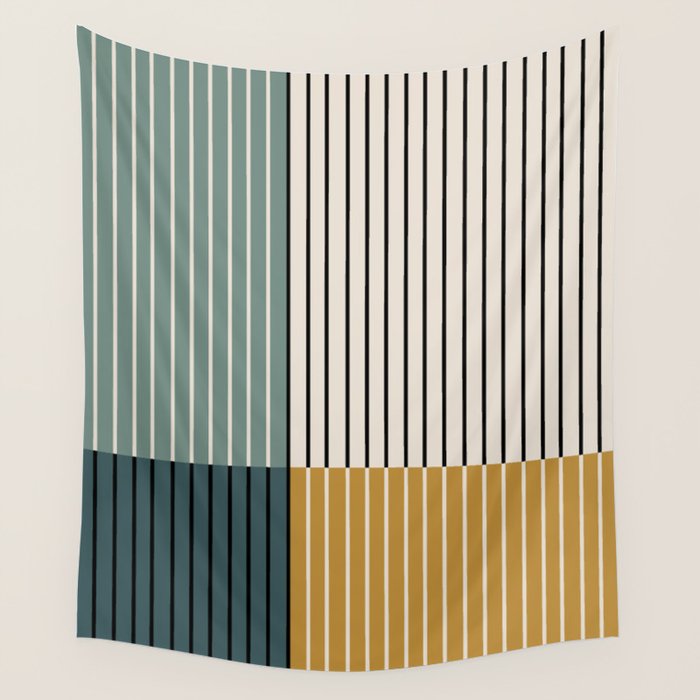 Color Block Line Abstract VIII Wall Tapestry Gallery Image 4