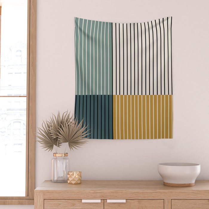 Color Block Line Abstract VIII Wall Tapestry Gallery Image 2