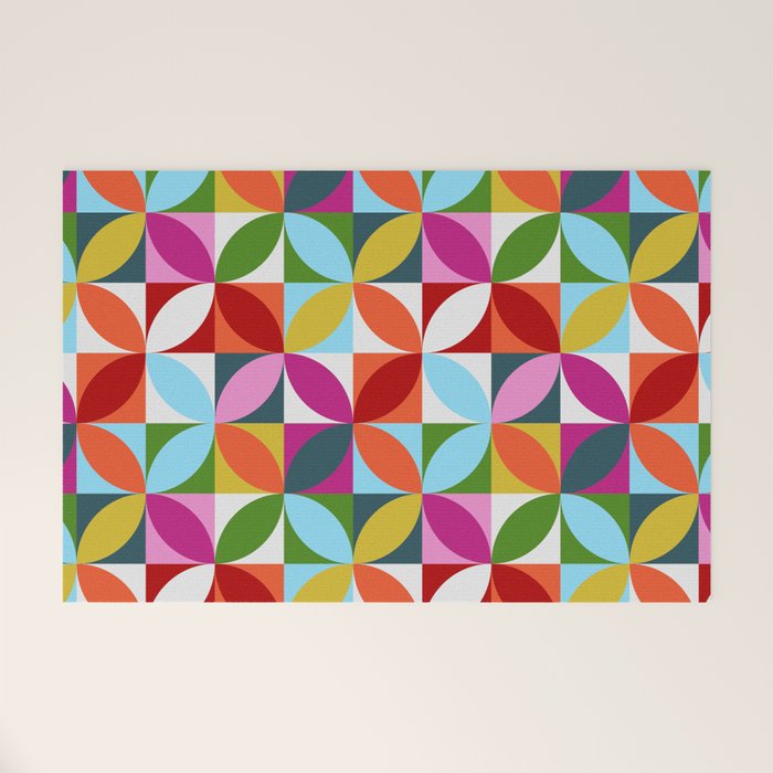 Colorful Retro Pattern Welcome Mat Gallery Image 1