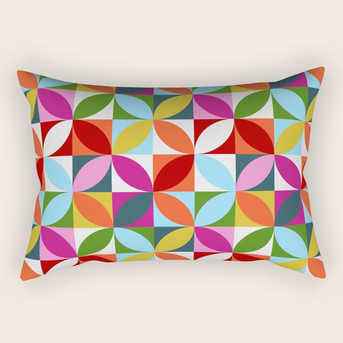 Colorful Retro Pattern Rectangular Pillow Gallery Image 1