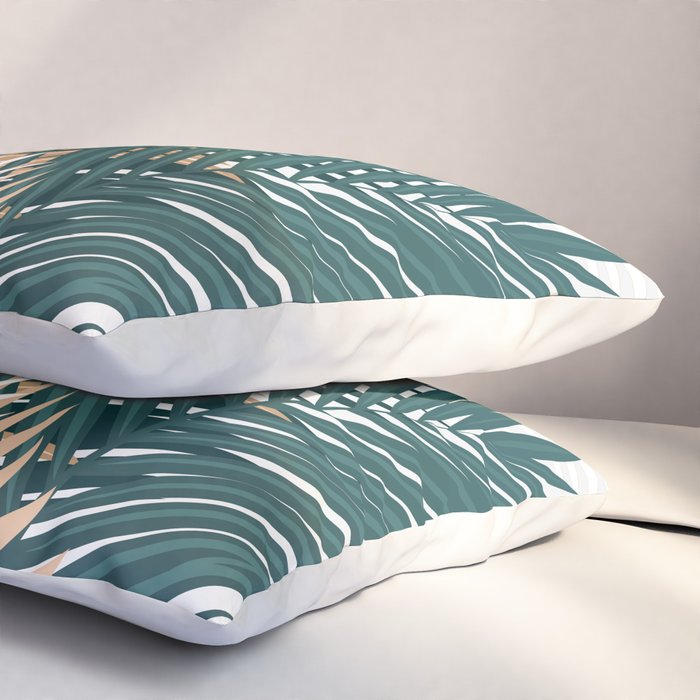 Gold and Green Palm Leaves Pillow Sham Gallery Image 3