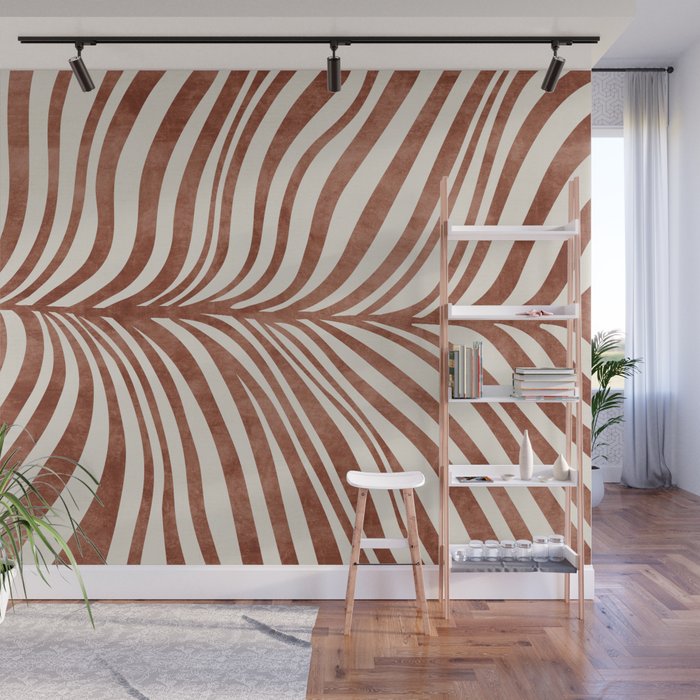 Dark Terracotta Abstract Leaf Artwork Wall Mural Gallery Image 1