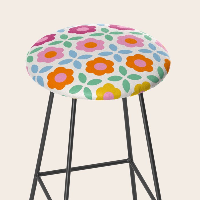 Retro Flower Pattern #2  Stool Gallery Image 2