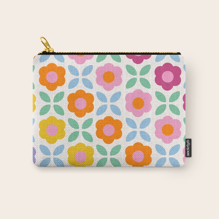 Retro Flower Pattern #2  Carry All Pouch Gallery Image 1