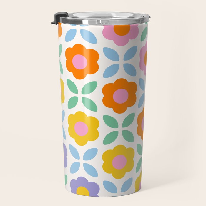 Retro Flower Pattern #2  Travel Mug Gallery Image 3