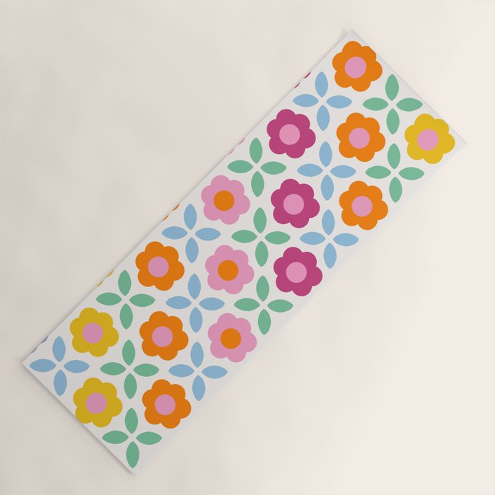 Retro Flower Pattern #2  Yoga Mat Gallery Image 1