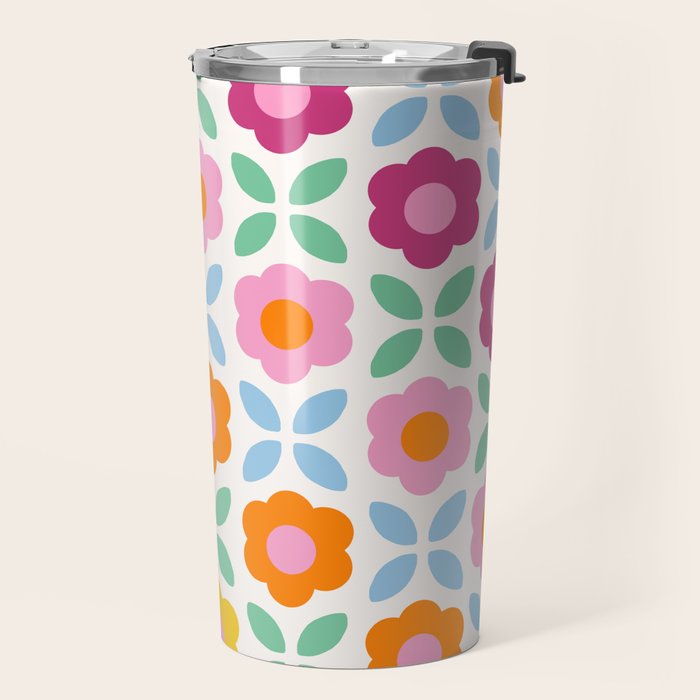 Retro Flower Pattern #2  Travel Mug Gallery Image 2