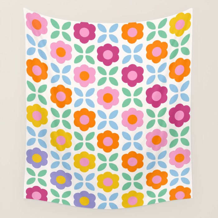 Retro Flower Pattern #2  Wall Tapestry Gallery Image 4