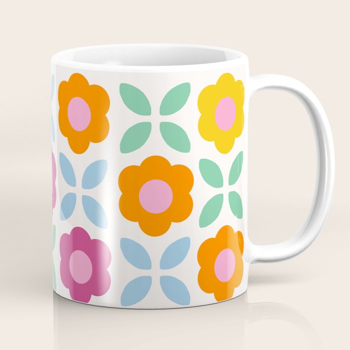 Retro Flower Pattern #2  Coffee Mug Gallery Image 1