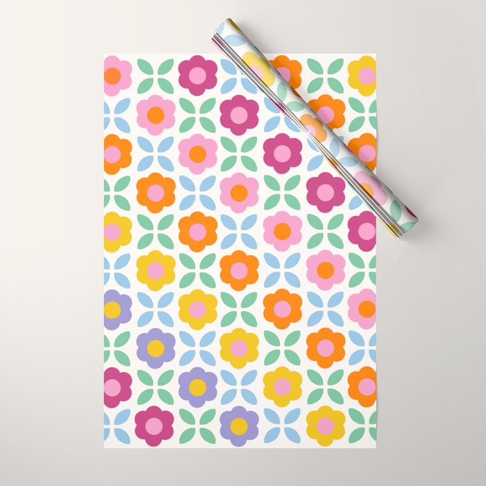 Retro Flower Pattern #2  Wrapping Paper Gallery Image 1